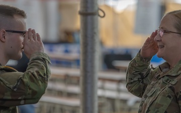 338th Army Band Promotes Spc. Ryan Miller at Zehnder’s Snowfest