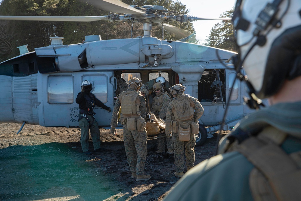 HSC-12 medevac training with 3rd Light Armored Reconnaissance Battalion