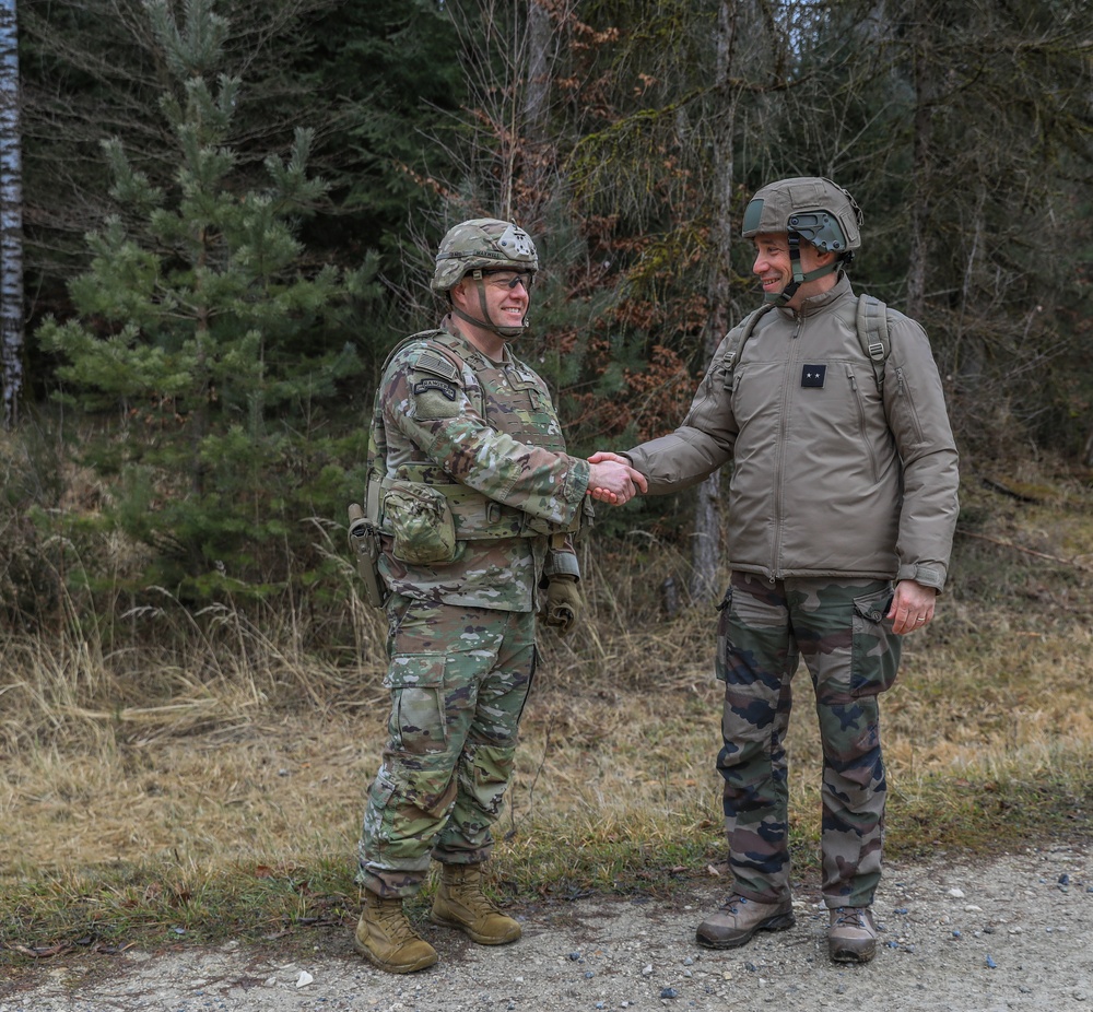 French Army Brig. Gen. Marc Galan visits 41st FAB Soldiers during Brigade Exercise