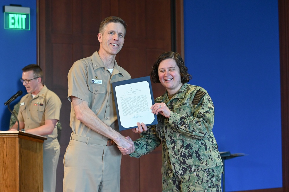 United States Navy Band Presents Awards at All Hands Meeting