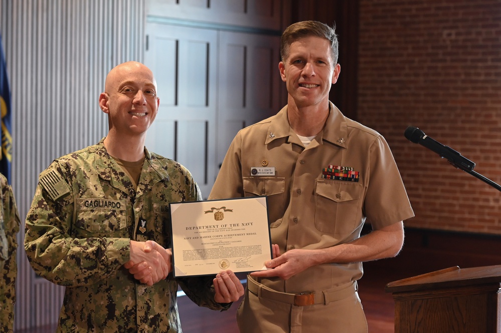 United States Navy Band Presents Awards at All Hands Meeting