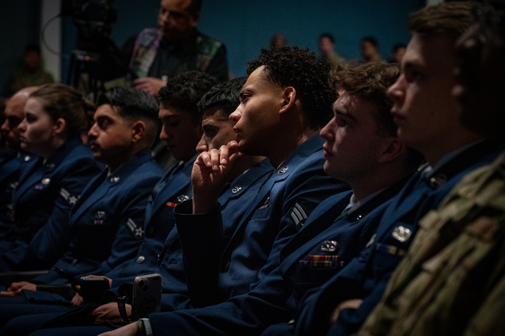 Airmen Listen Intently During All-Call