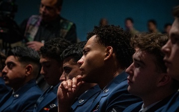 Airmen Listen Intently During All-Call