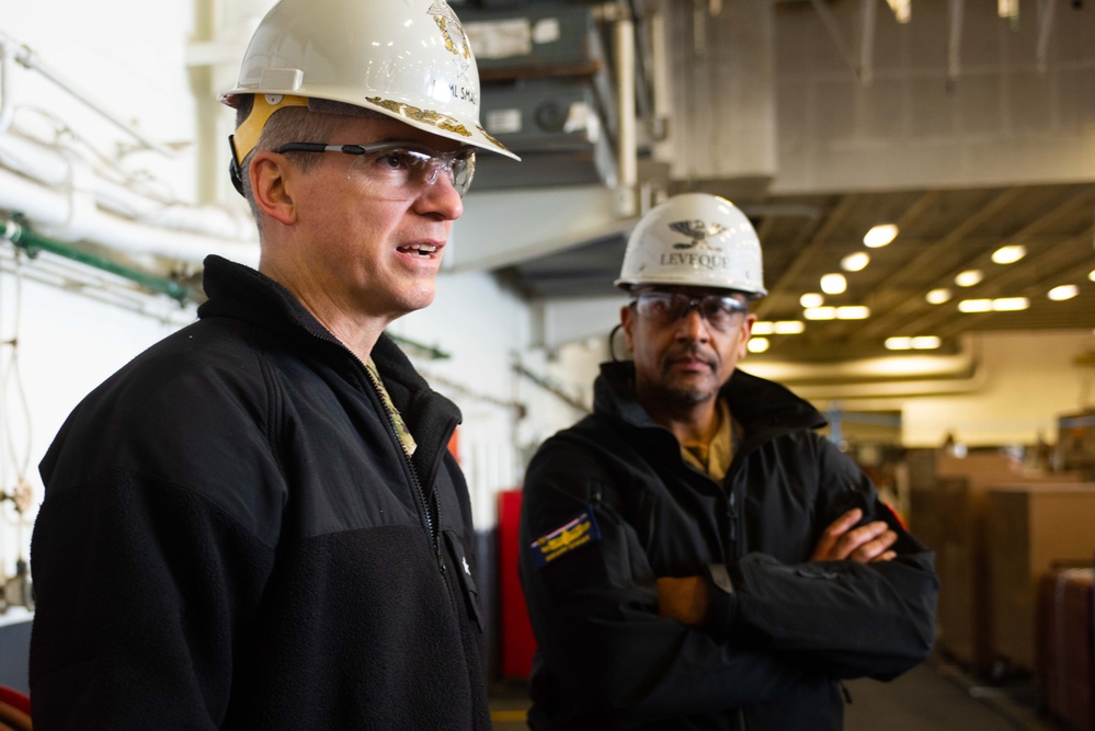 USS Ronald Reagan (CVN 76) hosts tour for Rear Adm. Peter D. Small