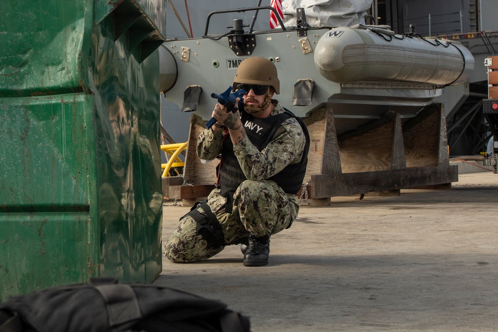 USS Tripoli Sailors Practice Force Protection