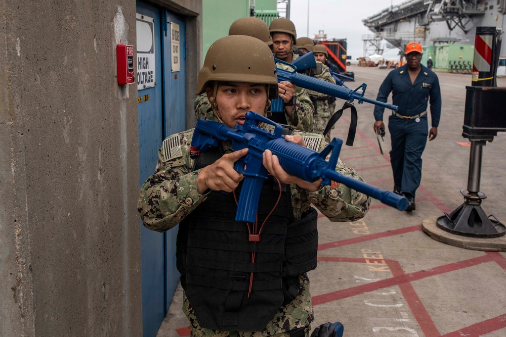 USS Tripoli Sailors Practice Force Protection