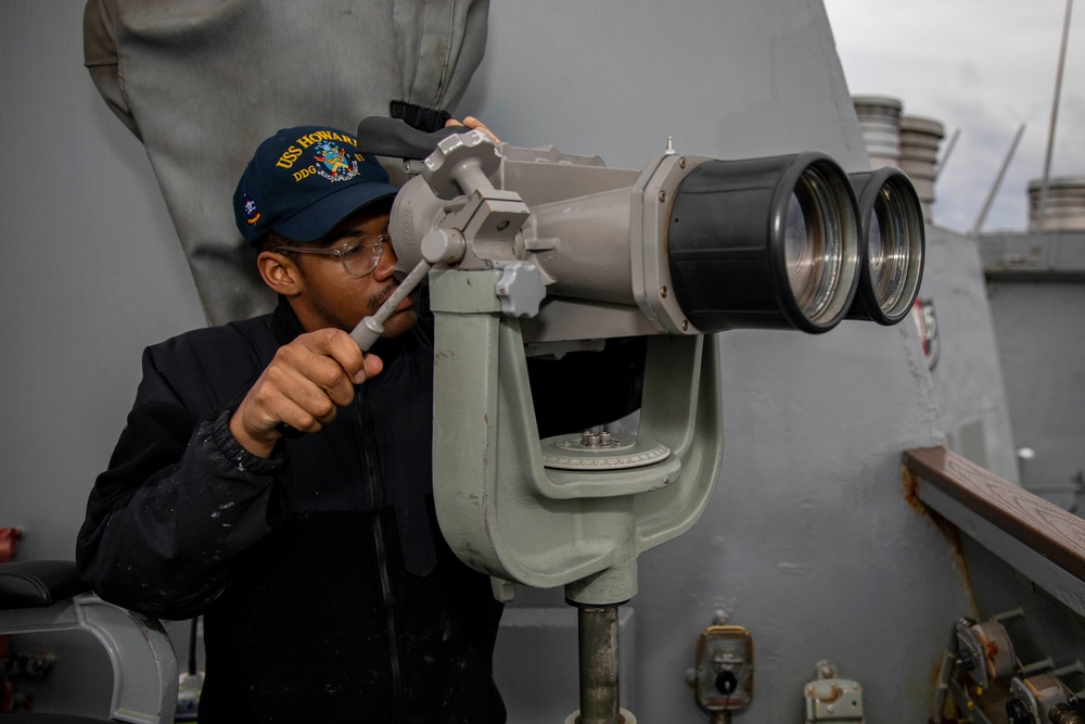 Sailors Stand Watch in the Pilot House Aboard USS Howard