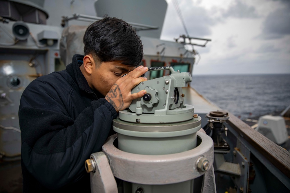 Sailors Stand Watch in the Pilot House Aboard USS Howard