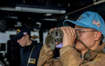 Sailors Stand Watch in the Pilot House Aboard USS Howard