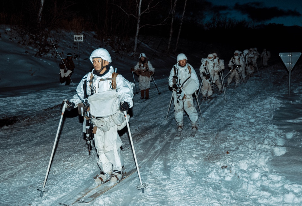 JGSDF Members Ski to Training Area