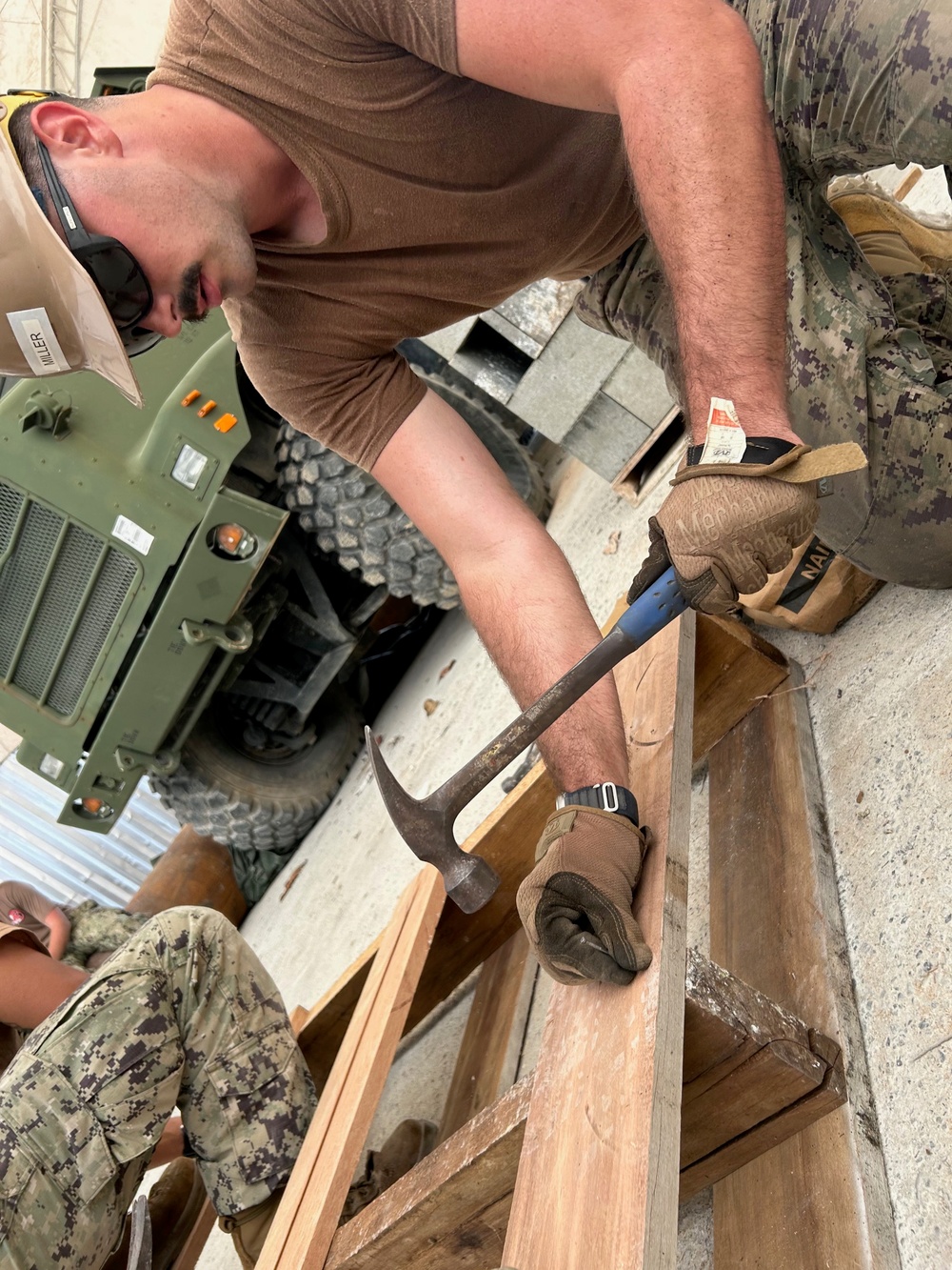NMCB-3 builds pallets for construction masonry unit exercise