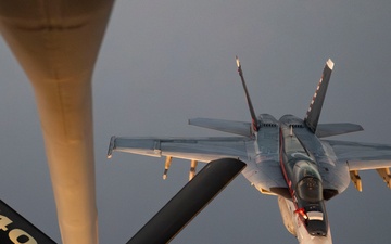 U.S. Navy F/A-18 Super Hornets refueled