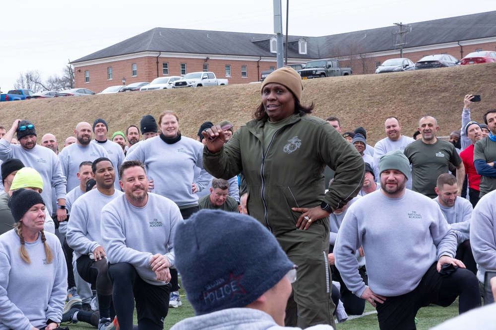 Wounded Warrior Regiment and the FBI National Academy conduct joint physical training event, build camaraderie.