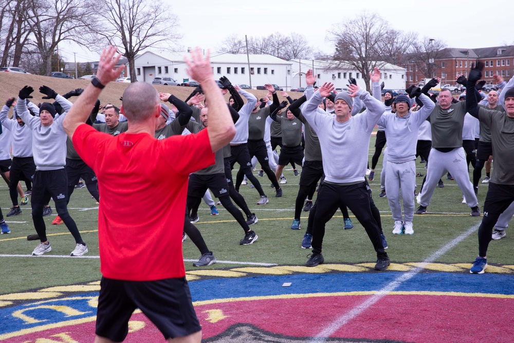 Wounded Warrior Regiment and the FBI National Academy conduct joint physical training event, build camaraderie.