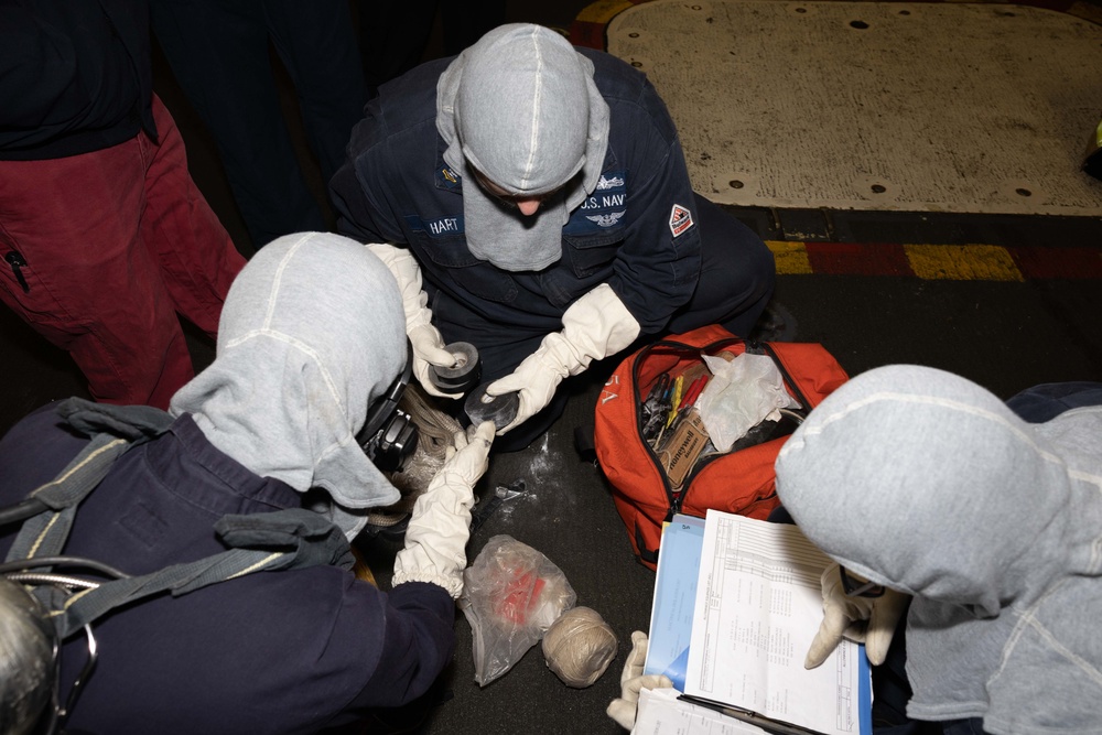 USS Wasp Conducts Damage Control Drill