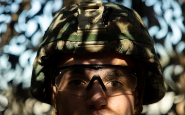 U.S. Marines with the 2nd MAW Band hold security force training