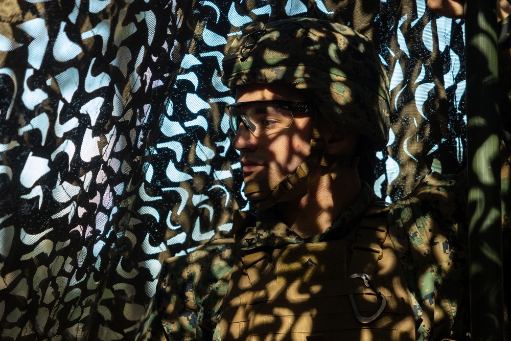 U.S. Marines with the 2nd MAW Band hold security force training