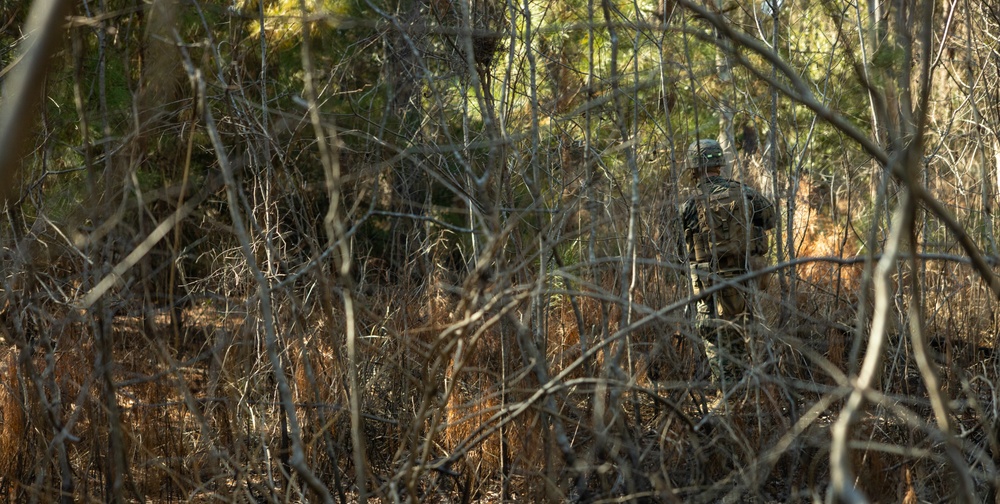 U.S. Marines with the 2nd MAW Band hold security force training