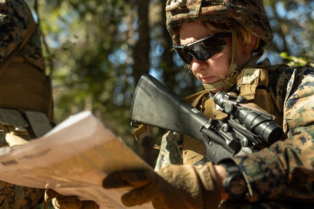 U.S. Marines with the 2nd MAW Band hold security force training