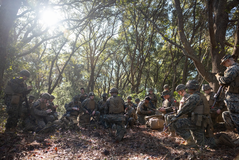 U.S. Marines with the 2nd MAW Band hold security force training