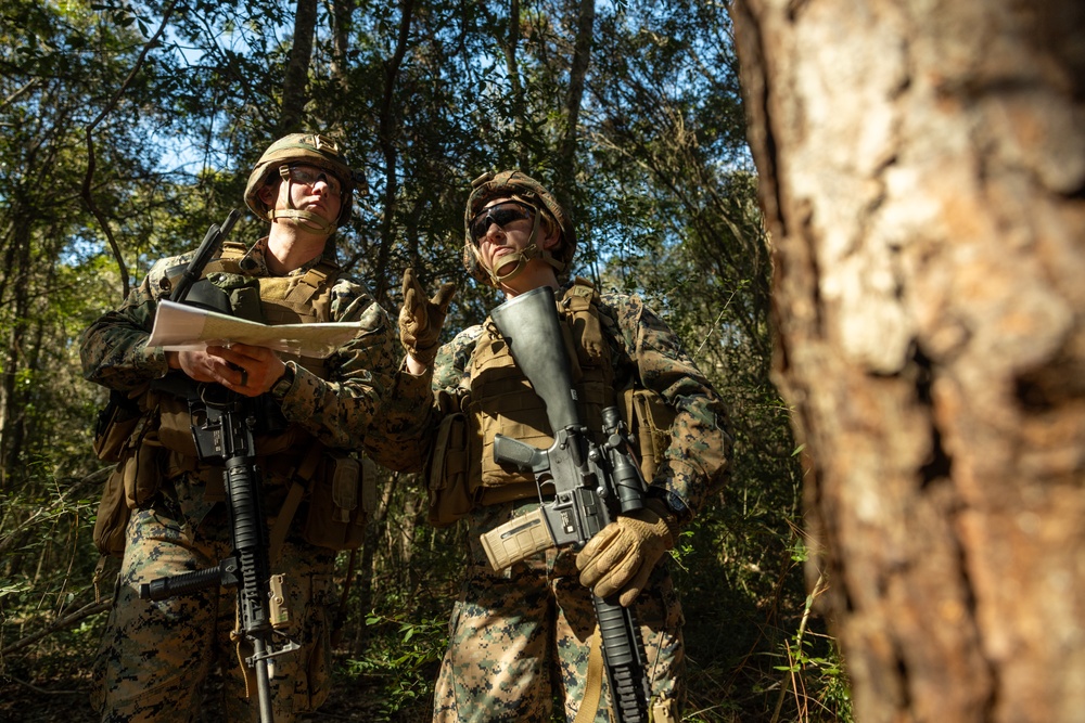 U.S. Marines with the 2nd MAW Band hold security force training