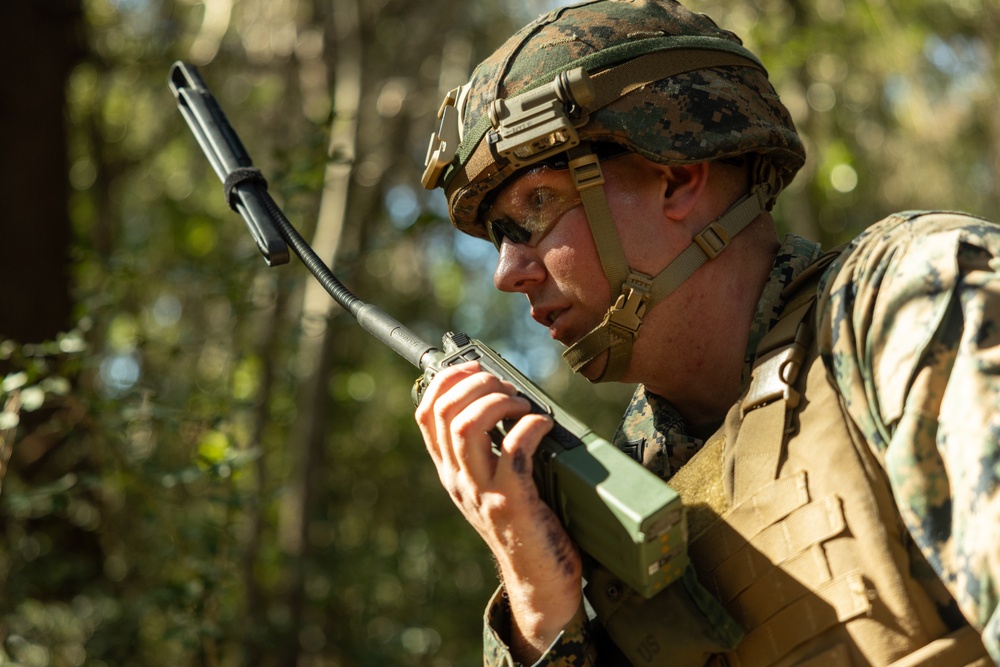 U.S. Marines with the 2nd MAW Band hold security force training