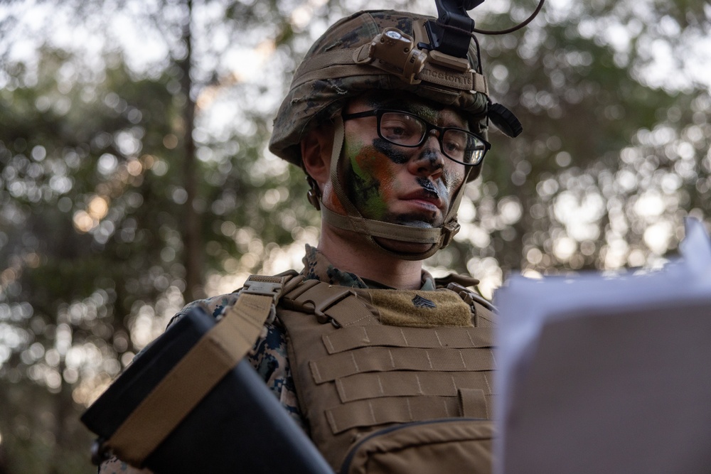 U.S. Marines with the 2nd MAW Band hold security force training