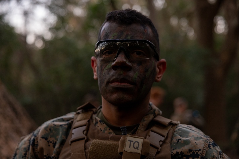 U.S. Marines with the 2nd MAW Band hold security force training