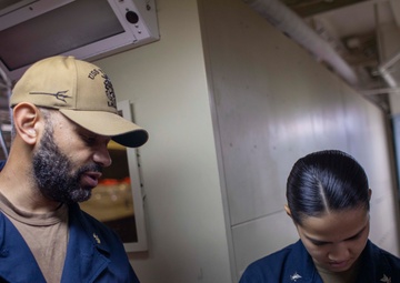USS Tripoli Sailors Conduct Inspections and Move Mattresses