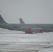 KC-135 sits on a snowy flight line in Niagara Falls