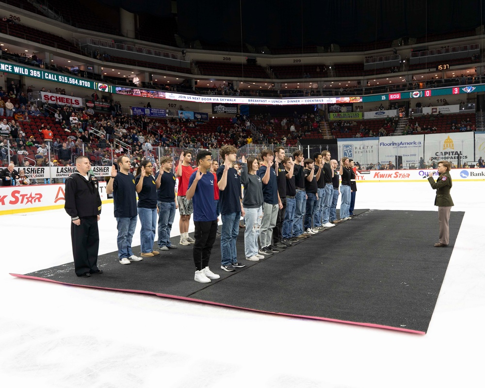 Future Sailors enlist at Iowa Wild game.