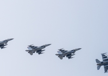 U.S. Air Force F-16s Fly Over Guam during CN25