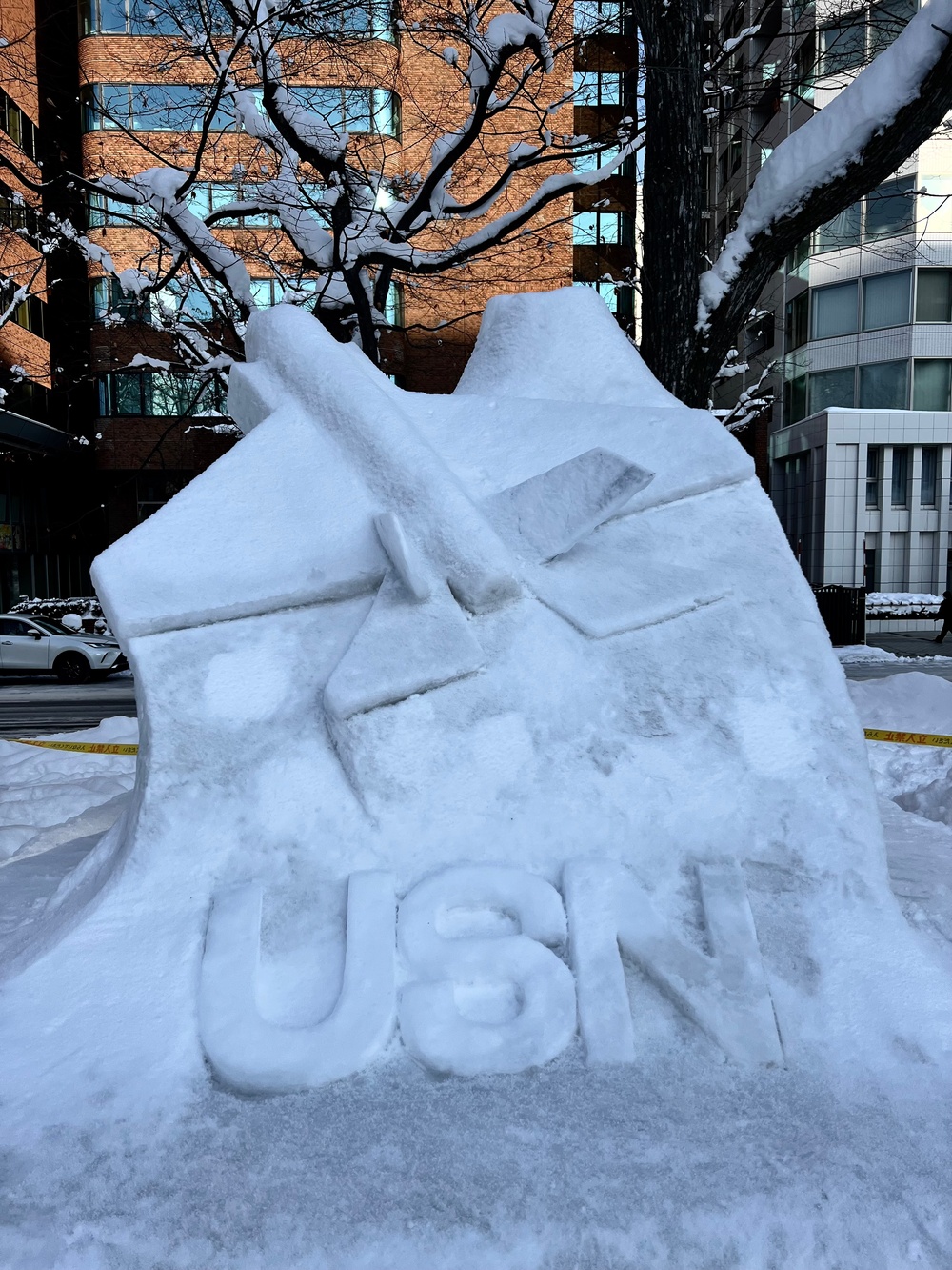 Sculpting an F-35C out of snow for Sapporo Snow Festival 2025