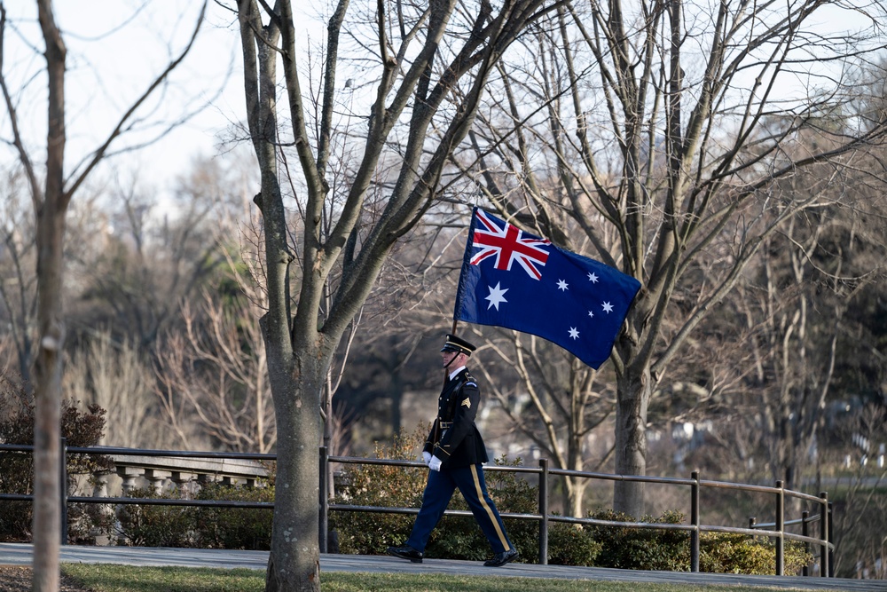 Australia’s Deputy Prime Minister Richard Marles Participates in an Armed Forces Full Honors Wreath-Laying Ceremony at the Tomb of the Unknown Soldier