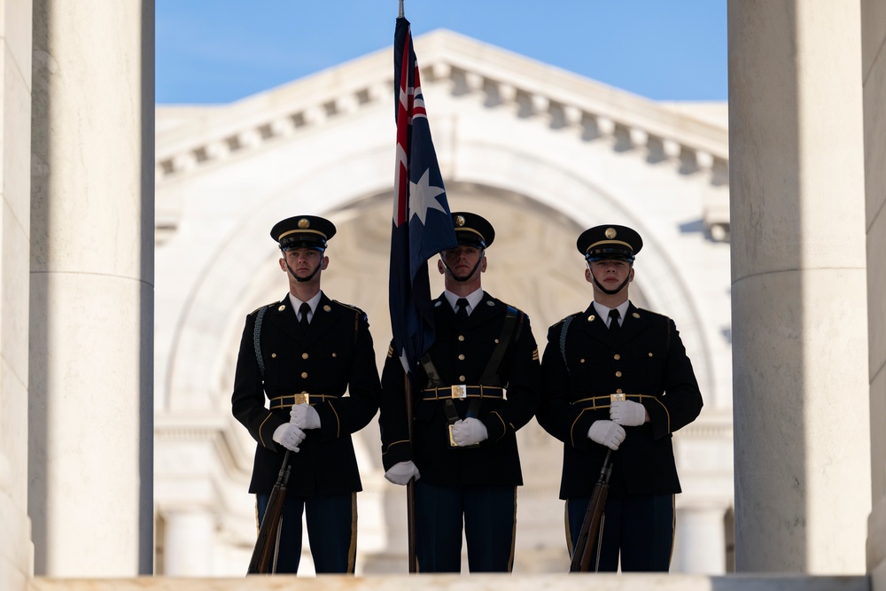 Australia’s Deputy Prime Minister Richard Marles Participates in an Armed Forces Full Honors Wreath-Laying Ceremony at the Tomb of the Unknown Soldier