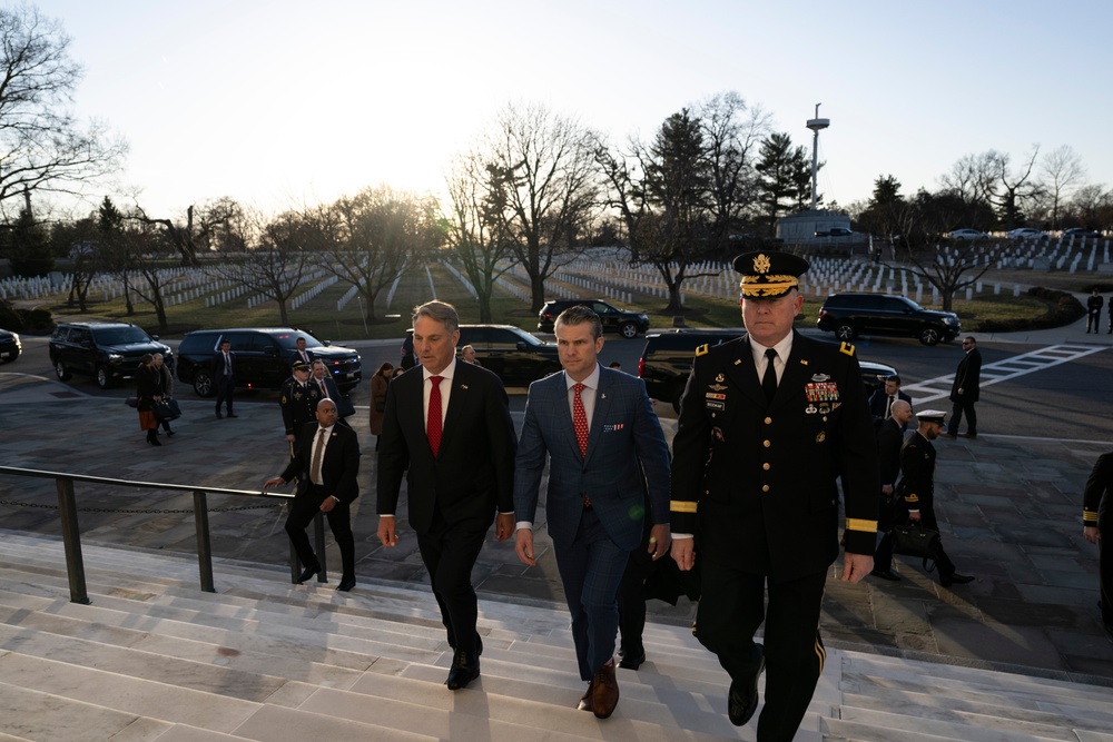 Australia’s Deputy Prime Minister Richard Marles Participates in an Armed Forces Full Honors Wreath-Laying Ceremony at the Tomb of the Unknown Soldier