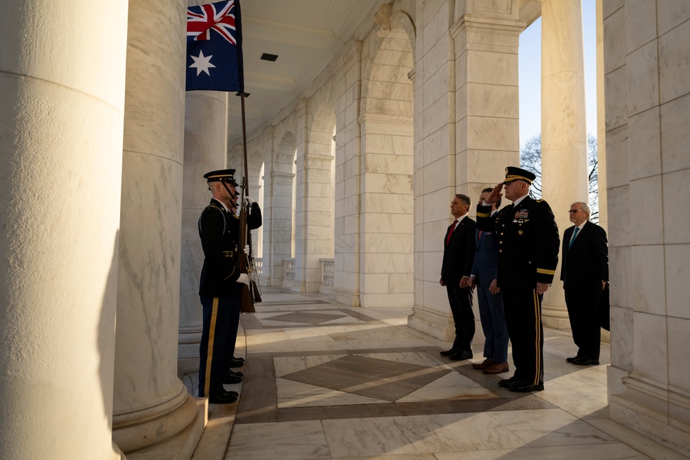 Australia’s Deputy Prime Minister Richard Marles Participates in an Armed Forces Full Honors Wreath-Laying Ceremony at the Tomb of the Unknown Soldier