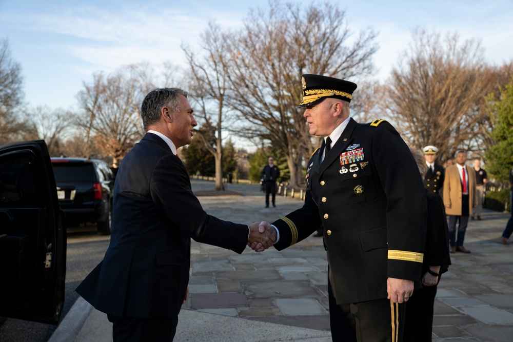 Australia’s Deputy Prime Minister Richard Marles Participates in an Armed Forces Full Honors Wreath-Laying Ceremony at the Tomb of the Unknown Soldier