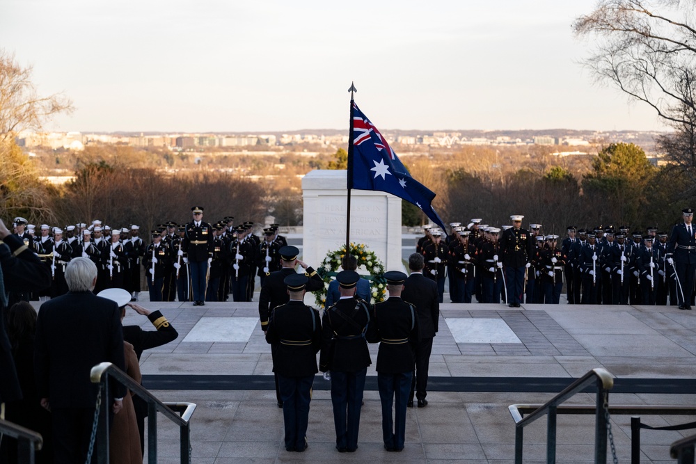 Australia’s Deputy Prime Minister Richard Marles Participates in an Armed Forces Full Honors Wreath-Laying Ceremony at the Tomb of the Unknown Soldier