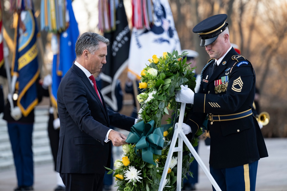 Australia’s Deputy Prime Minister Richard Marles Participates in an Armed Forces Full Honors Wreath-Laying Ceremony at the Tomb of the Unknown Soldier