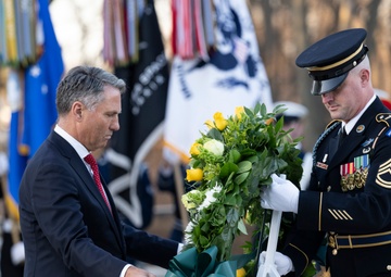 Australia’s Deputy Prime Minister Richard Marles Participates in an Armed Forces Full Honors Wreath-Laying Ceremony at the Tomb of the Unknown Soldier