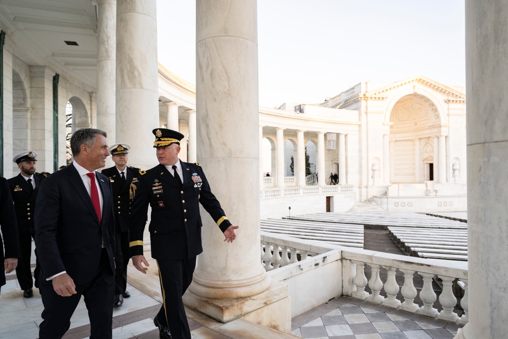 Australia’s Deputy Prime Minister Richard Marles Participates in an Armed Forces Full Honors Wreath-Laying Ceremony at the Tomb of the Unknown Soldier