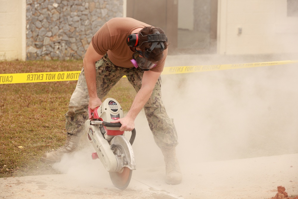 NMCB 3 Seabees cut concrete