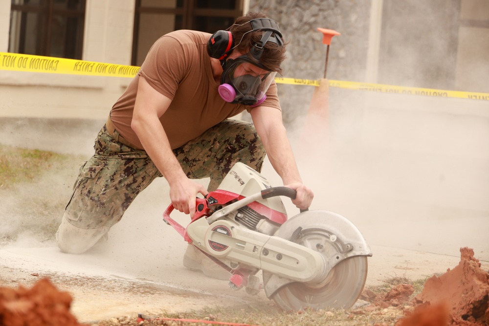 NMCB 3 Seabees cut concrete