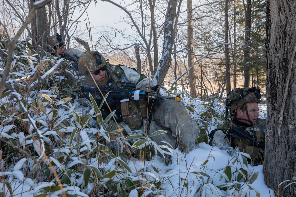 1-5 Infantry Soldiers Pull Security During North Wind 25 Culminating Field Training Exercise