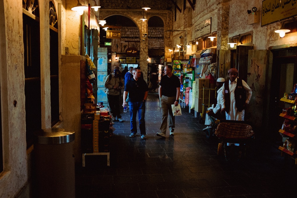 West Virginia Army National Guard Soldiers enjoy Souq Waqif during cultural day