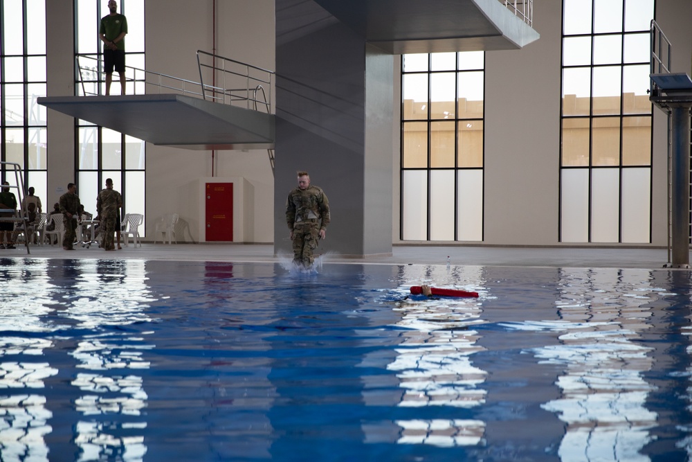 West Virginia, District of Columbia National Guard Members conduct swim event during the 2025 Best Warrior Competition