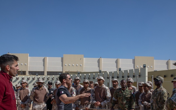 West Virginia, District of Columbia National Guard Members, and Qatar National Service Academy cadets complete mystery event during the 2025 Best Warrior Competition