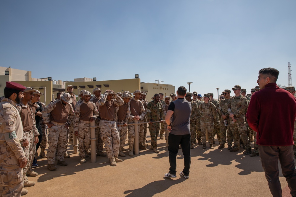 West Virginia, District of Columbia National Guard Members, and Qatar National Service Academy cadets complete mystery event during the 2025 Best Warrior Competition