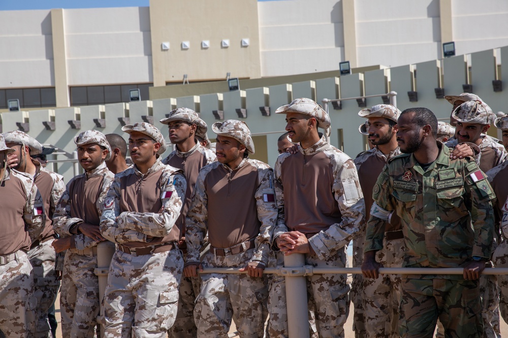 West Virginia, District of Columbia National Guard Members, and Qatar National Service Academy cadets complete mystery event during the 2025 Best Warrior Competition